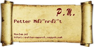 Petter Ménrót névjegykártya